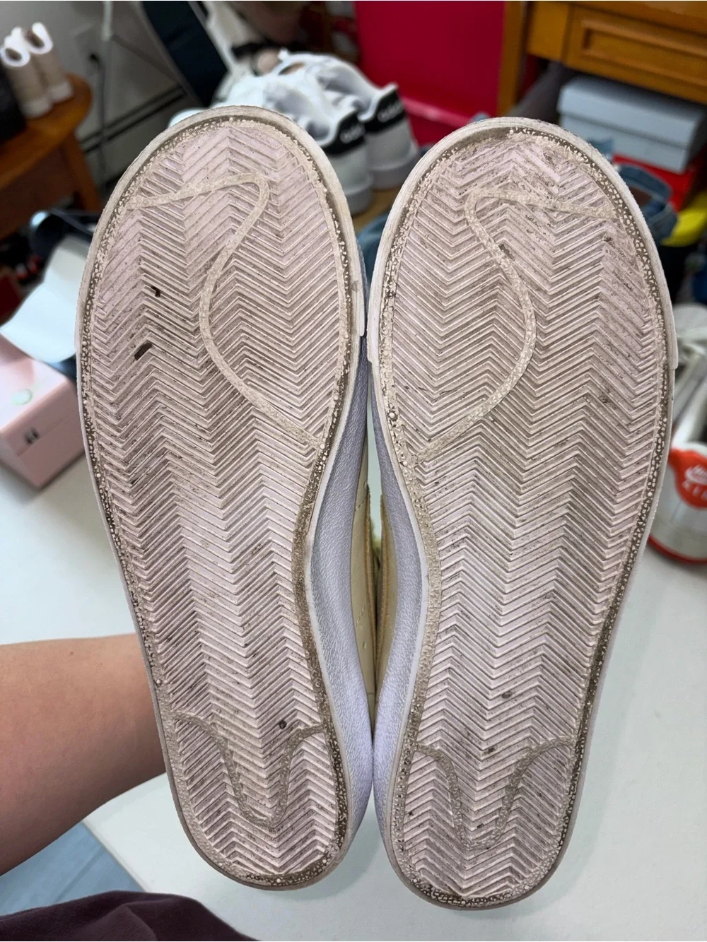 Nike Women’s High-Top Sneakers in Pale Yellow and White